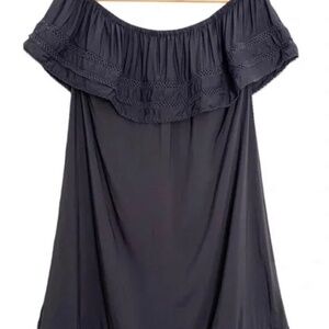 Aritzia Wilfred Emmie Off the Shoulder Dress in Dark Gray Size M